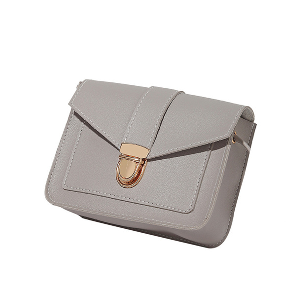 NEW Light Gray Vegan Leather Crossbody Handbag - Picture 2 of 5